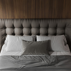 Кровать Altea экокожа PU162, черный матовый лак, латунь