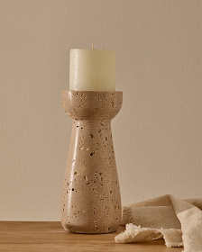 Маленький подсвечник из бежевого травертина Magan