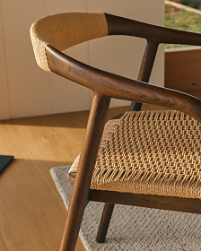 Уличный стул Derile из массива дуба в отделке орех и бежевой веревки