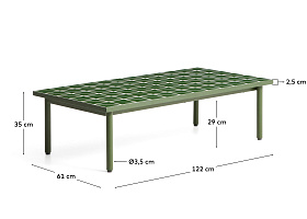 Уличный столик Maurina из зеленой стали с плиткой зеленого цвета 122 x 61 см
