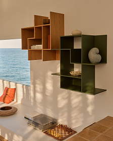 Модульный стеллаж Ina из МДФ с зелёным лаком 80 x 80 см