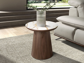 Приставной столик 2159 из керамики в мраморной отделке и ореха