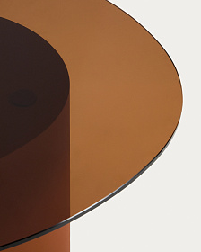 Приставной столик Olir из коричневой стали и закаленного стекла, 82 x 74 см