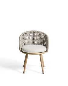 Уличный стул Lidario из алюминия с отделкой под дерево и бежевой веревки