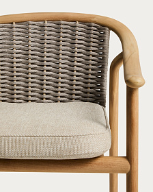 Уличный стул Elunda из тикового дерева и бежевой веревки