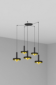 Люстра Whizz 5L черная / золотая