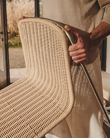 Уличный стул Tavari из бежевой веревки и стали