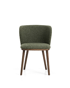 Стул Ciselia из темно-зеленого шенилла с ножками из ясеня в отделке орех