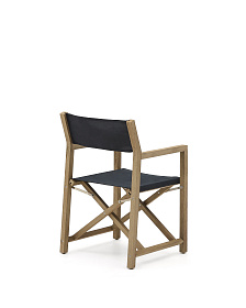 Складное уличное кресло Vilara из акации и текстиля черного цвета