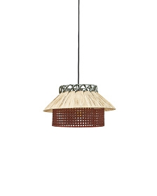 Подвесной светильник Pulmi из натуральной рафии с натуральной, терракотовой и синей отделкой Ø 40