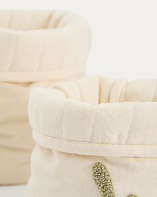 Набор из 2 детских корзинок из бежевого хлопка Tandani с вышитыми листьями