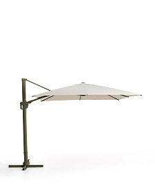Бежевый консольный зонт Noli с зеленой алюминиевой конструкцией, 300 x 300 см