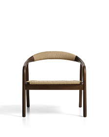 Кресло уличное Derile из дуба с отделкой орех и бежевой веревки