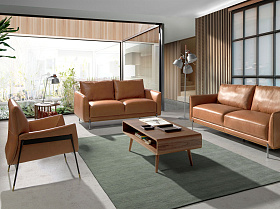 Кресло 5091/KF-A002-M2851 кожаное с черными стальными ножками