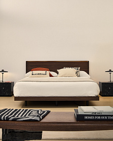 Изголовье Norlen из орехового шпона с темной отделкой и подсветкой 180 x 200 