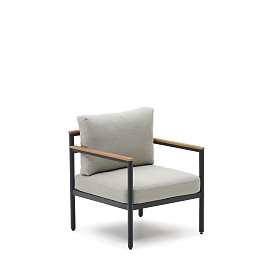 Aiguafreda Набор из 2-местного дивана, 2 кресел и журнального столика из серого алюминия и акации