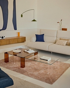 Журнальный столик Adularia из стекла коричневого цвета 85 x 85