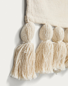 Настенный гобелен из хлопка Tandani бежевого цвета с разноцветными буквами и бахромой, 40 x 50 см