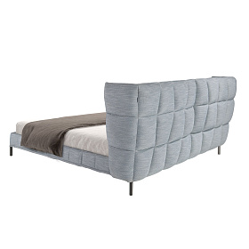 Кровать 7211 из ткани светло-голубовато-серого цвета 