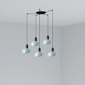 Подвесной светильник TATAWIN с абажуром сине-серый металл 5xE27