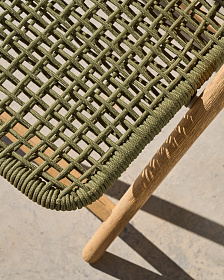 Складной стул Dandara из массива акации со стальной конструкцией и зеленым шнуром