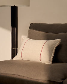 Чехол для подушки Lidore из бежевого льна с красными полосами, 30 x 50 см