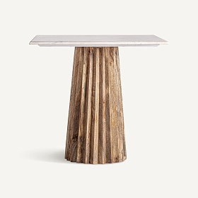 Квадратный барный стол Plisse WOOD белый