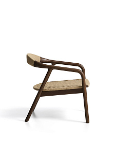 Кресло уличное Derile из дуба с отделкой орех и бежевой веревки