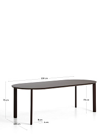 Уличный стол Erice из алюминия и закаленного стекла коричневого цвета, 230 x 100 см