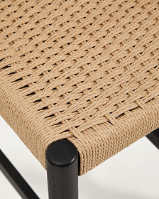 Полубарный стул Analy из массива дуба в черной отделке и веревочным сиденьем 65 см