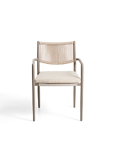 Уличный стул Argasi из алюминия цвета экрю и веревки