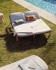 Двойной шезлонг Alipa из массива акации и веревки темно-серого цвета