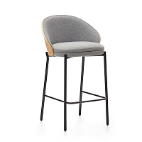 Eamy Светло-серый полубарный стул с отделкой из шпона ясеня