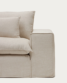 Anarela бежевый льняной диван 2-местный со съемным чехлом и подушками 240 см