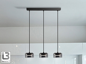 Olaia Подвесной светильник 3L черный/дымчатый