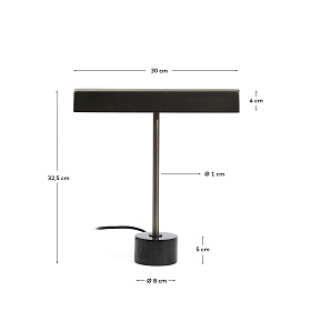 Настольная лампа Lynor из черного металла с основанием из черного мрамора