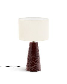 Настольная лампа Drava из бордовой керамики с хлопковым абажуром
