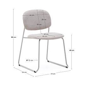 Стул Meli ткань бежевого цвета с бежевыми металлическими ножками 