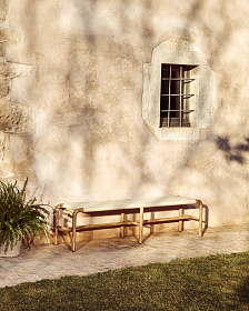 Скамейка Alipa из массива акации и веревки цвета экрю