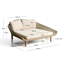 Уличная кровать Olbia из искусственного ротанга и массива тикового дерева
