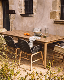 Комплект садовой мебели Sori стол и 6 стульев Alipa из акации и графитовой веревки