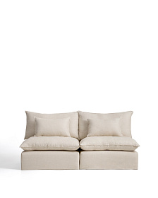 Модульный трехместный диван Anarela из бежевого льна и вискозы со съемным чехлом, 220 см