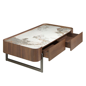 Прямоугольный журнальный стол 2131/437-D из ореха и керамики