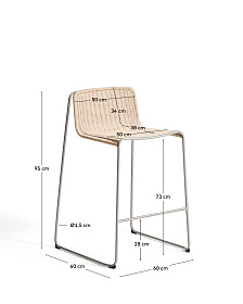 Уличный барный стул Tavari из бежевой веревки и стали