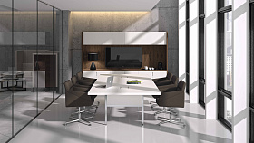 Стол для руководителя Gallery G027 224x100 матовая отделка, розетка слева