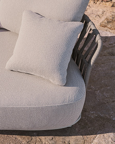 Двухместный модуль уличного дивана Osani из алюминия экрю и веревки цвета таупе 170 см