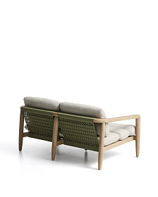 Уличный диван Menfi из массива акации и зеленой веревки, 136 см