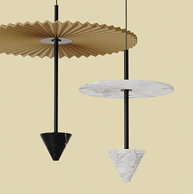 Подвесной светильник Vant золотой металл/белый мрамор/алебастровый диск 25 см