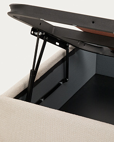 Основание кровати Nelzi с боковым открыванием из шенилла цвета экрю для матраса 90 x 200 см