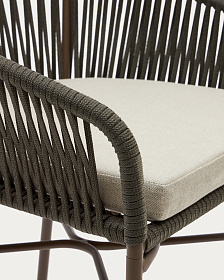 Стул полубарный Yanet из зеленой веревки, высота 65 см